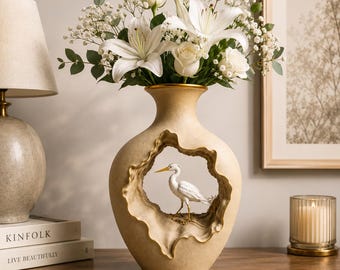 Vaso de luxo em formato de garça (STL) | Decoração elegante com pássaros | Vaso vazado moderno | Arquivo para impressão 3D | Decoração minimalista para casa (STL) | Vaso para imprimir | Decoração de mesa