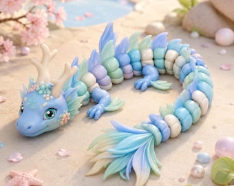 Beweglicher Wasserdrache (STL-Datei), flexibler Seedrache, 3D-Druckdatei, Fidget-Toy, Ozeandrachen-Spielzeug, Schreibtisch-Haustier, digitaler Download