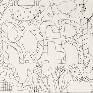 Boucher à colorier personnalisé fait main/bannière en papier kraft pour l'école ou les fêtes