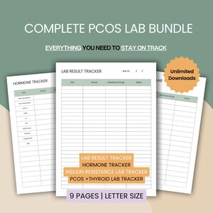 PCOS-bloedonderzoekspakket | Hormoon-, insulineresistentie- en schildkliertrackers | Afdrukbaar bloedonderzoeklogboek | PCOS-bloedonderzoekstracker | PDF
