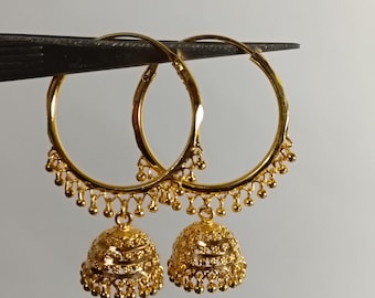Gold Jhumka Hoop Earrings: Traditional Bali Style