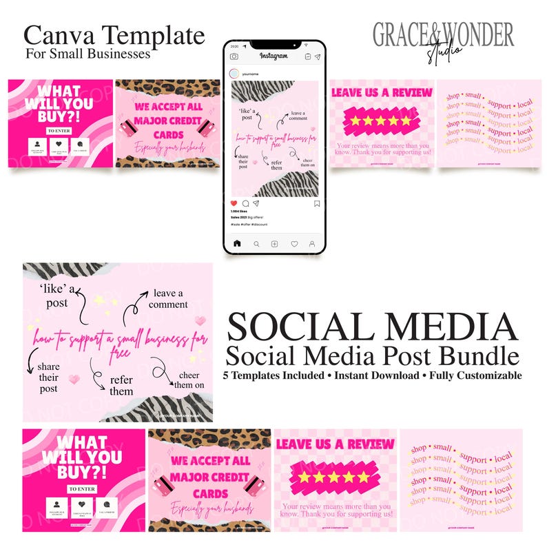 Canva Social Media Template Bundle for Small Businesses | Editable ...