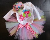 Items similar to Sweet owl tutu, bow, and top set on Etsy