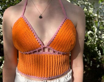 Custom hand crocheted cropped tank - Nora style