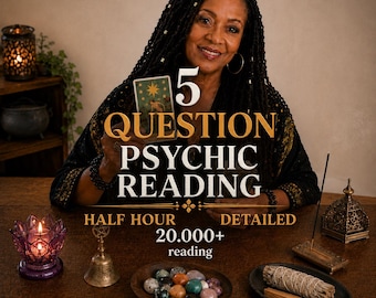 Lectura psíquica intuitiva de 5 preguntas, lectura en la misma hora, información rápida sobre tarot y astrología, respuestas rápidas, lectura telepática.