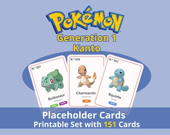 Kanto Pokédex Placeholders, Printable 151 Binder Inserts (Digital Download)