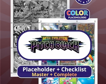 Marcadores de posición para carpeta Pitch Black, lista de verificación del conjunto maestro de Pokémon (descarga digital)