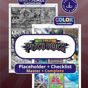 Pitch Black Binder Placeholders, Master Set Checklist Pokemon (Digital Download)