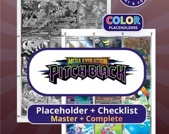 Pitch Black Binder Placeholders, Master Set Checklist Pokemon (Digital Download)