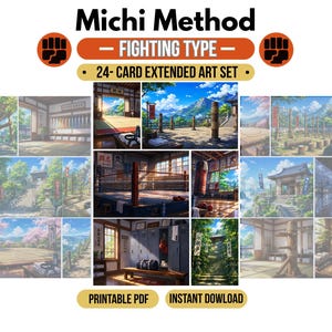 以下が含まれることがあります： Michi Method Fighting Typeと題された24枚の拡張アートカードセット。伝統的な武道の練習場、ボクシングリング、ロッカールーム、山岳風景などを描いたイラストレーションのコレクションがまとめられています。