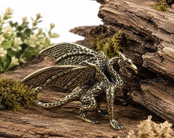 Vintage Large Brass Dragon- Aged - Etsy