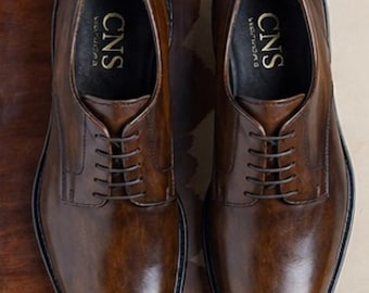 Klassische braune Derby-Schuhe für Herren aus Leder – Elegante, formelle Schnürschuhe