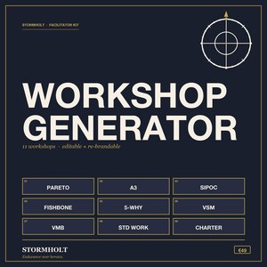 Werkstatt-Generator | 11 Bearbeitbare Lean CI Werkstätten | Moderations Deck & Arbeitsbuch | Erneuerbare Power Power Point | Sofort Download