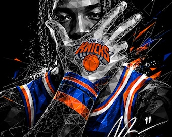 Jalen Brunson Knicks PNG, diseño de camiseta de baloncesto de baja poli (descarga digital)