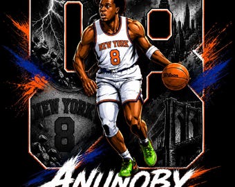Diseño de camiseta de baloncesto Anunoby PNG, gráfico de cómic, descarga para sublimación DTF