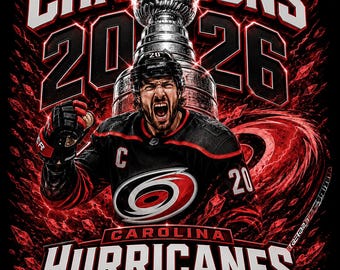 Carolina Hurricanes Campeones de la Copa Stanley 2026 PNG, Descarga digital para aficionados al hockey