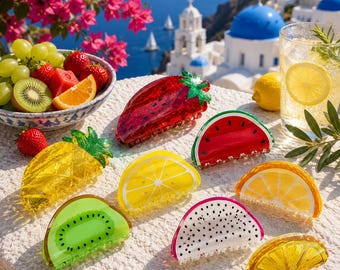 Fruit Acrylic Hair Claw Clip Watermelon Lemon Kiwi Strawberry Hair Clip Cute Summer Hair Accessory Tropical Gift for Women