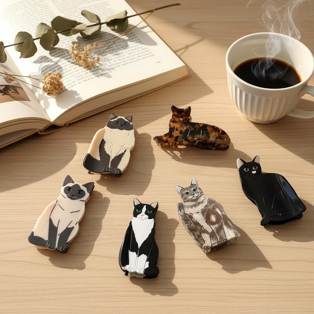 Acetate Cat Hair Claw Clip Cute Animal Hair Clip Black Cat Hair Accessory Kawaii Hair Claw Cat Lover Gift Womens Hair Clip