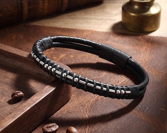 Pulsera personalizada con código Morse, pulsera con mensaje oculto personalizado, pulsera con mensaje secreto, regalo personalizado para él, regalo de aniversario.