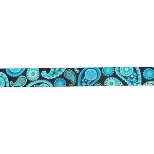 Geweven lint Paisley, turquoisebruin, oosters, 2,2 cm breed