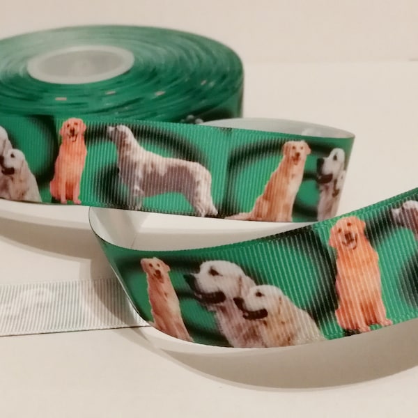 Golden Retriever Ribbon, dog ribbon, 1" width