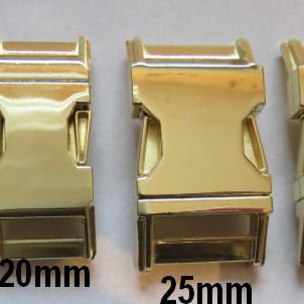 Steckschnalle 30 mm, Metall Klickverschluss gold, Schnalle für Hundehalsband