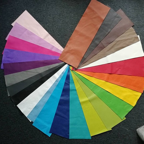 DIY Leder, Lederstreifen XL, Krabbelpuschen etc., Leder zum Basteln,  24 Farben 15x50 cm