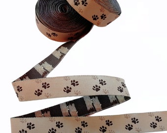 Webband Hunde, Hundeborte, DIY Hundehalsband, beige braun, 1,6 cm