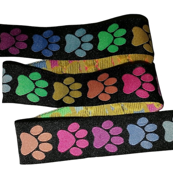 ribbon dog paws, foot print, 5/8" or 7/8"