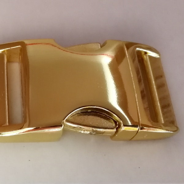 Steckschnalle gold, Klickverschluss 16 mm, Alu-Max®  Hundehalsband - B-Ware