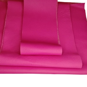 Leather strips DIY leather cowhide pink