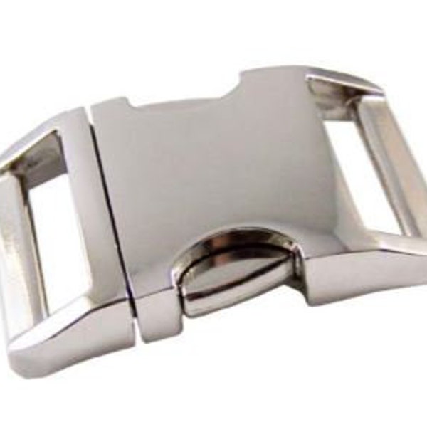 Alu-Max ® silver side release buckle 1"  dog collar buckle