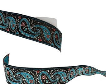 Paisley jacquard ribbon purple turquoise orange