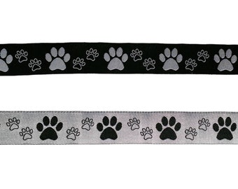 Hunde Webband, Hundeborte, Material für Hundehalsband, schwarz silber, 1,6 oder 2,2 cm