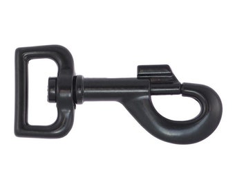 snap hook black metal 1"  25 mm dog hardware