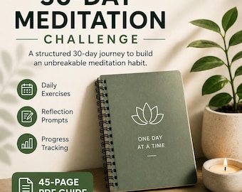 Guide PDF du défi de méditation de 30 jours, exercices quotidiens, instructions de réflexion (téléchargement numérique)