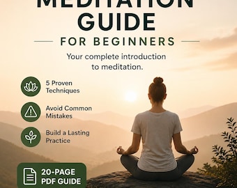 Guide de méditation pour débutants, cahier d'exercices de pleine conscience, techniques de soulagement du stress (téléchargement PDF)