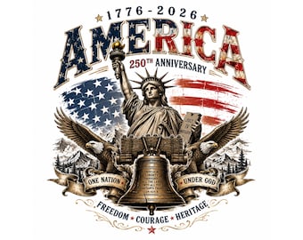 250 años de libertad estadounidense PNG, diseño de águila patriótica y campana de la libertad, descarga digital
