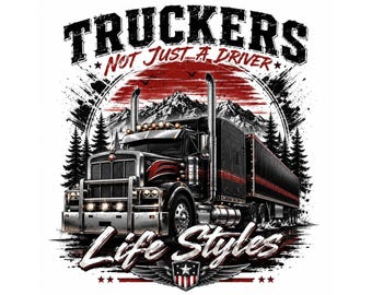Highway Freedom PNG, ilustración de un camionero estadounidense, descarga digital