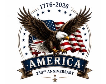 Águila estadounidense 250 PNG, diseño patriótico del aniversario 1776–2026, descarga digital de gráficos de la libertad estadounidense