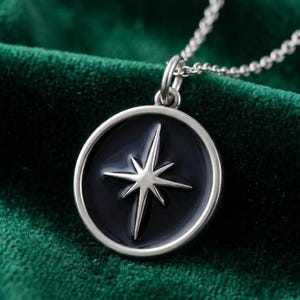 Gold Tone Brass North Star Pendant Necklace – Celestial Compass Charm, Minimalist Daily Wear