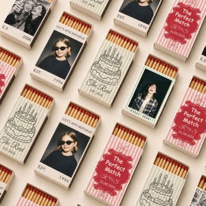 Individuell gestaltete Streichholzschachteln in großen Mengen, personalisierte Streichholzschachteln mit Foto/Logo, Gastgeschenke für Hochzeiten, Gastgeschenke zum 40. und 50. Geburtstag, Dekoration für besondere Anlässe