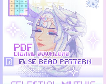 Padrão de Miçangas Fusíveis de Anjo Mítico Celestial | Modelo XL de Pixel Art (Download Digital)