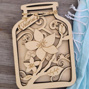 Tarro de magnolia personalizado para pintar, decoración floral de madera de arce sin acabado de 3 capas