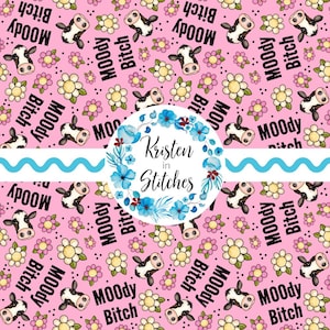 Moody Hündin Nahtloses Muster, sarkastische Kühe, die Design, lustige Bauernhoftiere wiederholen, digitale Datei, Schimpfworte, persönliche kleine Werbung
