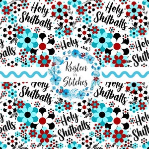 Heilige Shitballs Musterdesign, Schimpfwort Floral wiederholende Kachel, ziemlich freche Fluch Wort Digitale Dateien, persönliche kleine kommerzielle Nutzung