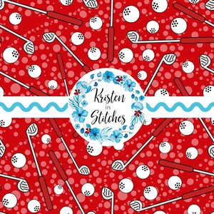 Patrón sin costuras de golf, diseño repetido de palos de golf en rojo cereza, regalo de putter de golf, archivo digital, enlaces de campo de golf para uso personal y comercial.
