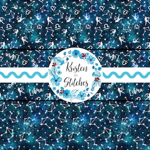 Naadloze Weegschaalbestanden, 3 herhalende dierenriempatronen, Galaxy Digital Constellation Prints, astrologische tekens, persoonlijk klein commercieel gebruik