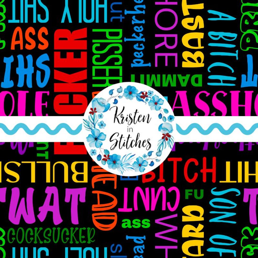 Swear Word Pattern Swear Word Cloud Seamless Pattern, Sweary Rude Sayings Repeating ...