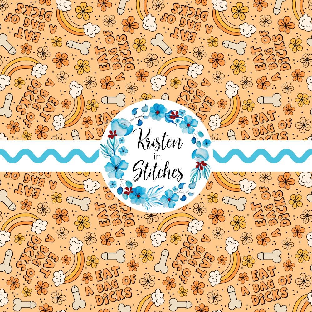 Eat a Bag of Dicks Seamless File, Funny Repeating Pattern, Sweary Rude Floral Humor, Printable Digital Papers, Personal Small Commercial Use